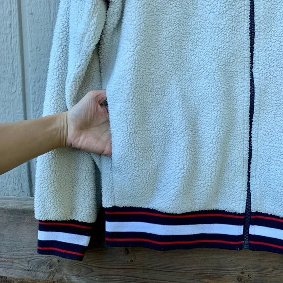 Champion sherpa color block jersey style zip up sporty jacket sweater - Picture 6 of 16